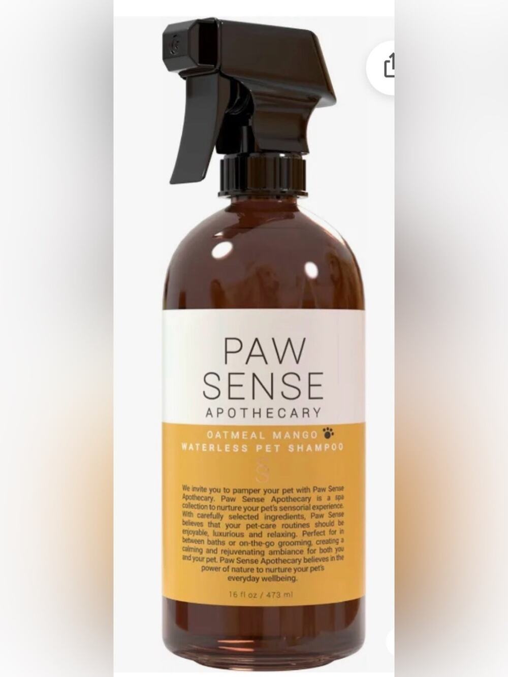 NWT Paw Sense Apothecary Oatmeal Mango Waterless Pet Shampoo – 16 oz